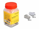 Set 50 buc conector de retea RJ45 FTP pentru Cat.6 (easy connect) + manson transparent, Delock 66905