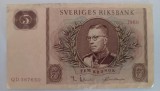Suedia bancnota 5 coroane - kronor 1960 VF