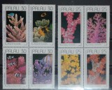 Palau 1991 corali, plante acvatice fauna serie 8v nestampilata