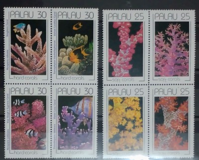 Palau 1991 corali, plante acvatice fauna serie 8v nestampilata foto