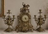 Superba garnitura de semineu din bronz masiv Baroc ,piese cu o lucrătură de o foarte mare finețe ,mecanism ceas Quartz
