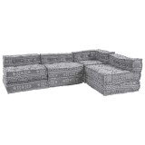 Canapea Modulară Tip Pouffe pentru 4 Persoane care se pliază - Gri Deschis din Țesătură