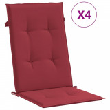Perne scaun cu spatar &icirc;nalt, 4 buc., rosu, 120x50x3 cm, textil GartenMobel Dekor, vidaXL