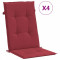 Perne scaun cu spatar &icirc;nalt, 4 buc., rosu, 120x50x3 cm, textil GartenMobel Dekor