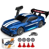 Masina cu telecomanda pentru Drifturi, 30km h, lumini LED, cauciucuri interschimbabile, efect de fum, incarcare USB, acumulator inclus 3.7V, 20x6.3x10