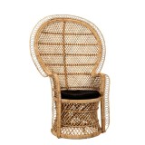 Fotoliu Peacock din rattan Natural Black 100 cm x 62 cm x 143 cm