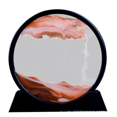 Obiect decorativ cu efect 3D din nisip, rotativ 360 , sticla si baza stabila, 18 x 19 cm, nisip rosu, pentru birou, living si decor modern foto