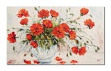 Cumpara ieftin Tablou Vaza cu flori rosii pictat manual living, dormitor, 100x60cm ulei pe panza efect 3D, Valentin Pop
