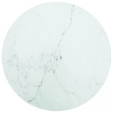 vidaXL Blat masă alb &Oslash;60x0,8 cm, sticlă securizată cu design marmură