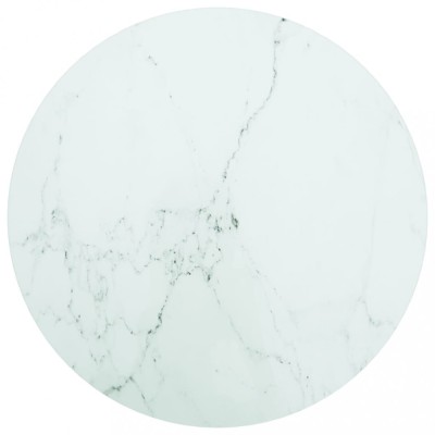 vidaXL Blat masă alb &amp;Oslash;60x0,8 cm, sticlă securizată cu design marmură 322248 foto