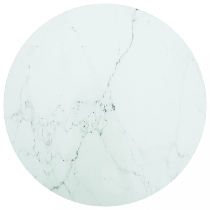 vidaXL Blat masă alb &Oslash;60x0,8 cm, sticlă securizată cu design marmură 322248