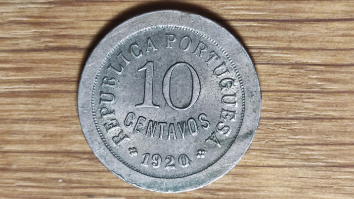 Portugalia - moneda colectie rara - 10 centavos 1920 aunc - valoare catalog mare