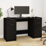 vidaXL Birou cu dulap lateral, Negru, lemn prelucrat