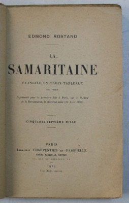 LA SAMARITAINE - EVANGILE EN TROIS TABLEAUX EN VERS par EDMOND ROSTAND , 1919 foto