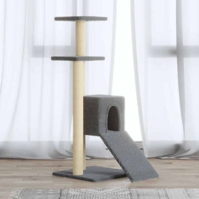 Ansamblu pisici, st&acirc;lpi din funie sisal, gri deschis, 92 cm