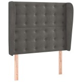 Cumpara ieftin Tablie de pat cu aripioare gri inchis 83x23x118/128 cm catifea