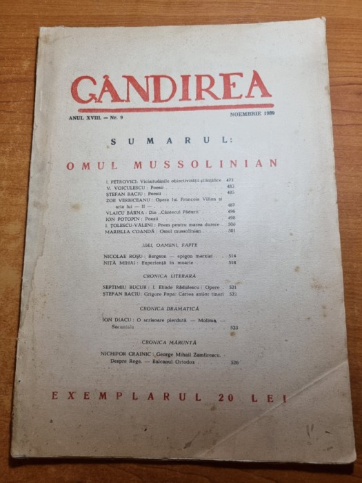 gandirea noiembrie 1939-omul mussolinian,principiile fasciste,nichifor crainic