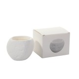 Lumanare parfumata, flippy, model abstract, aroma amber moss, din ceara de soia, 8 x 5.5 x 6 cm, alb