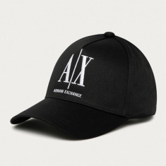 Armani Exchange șapcă de baseball din bumbac culoarea negru, cu imprimeu