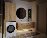 Cumpara ieftin Dulap Baie MS 2U Polite Stejar K003, 65x60x199 cm, PAL Melaminat, Modern