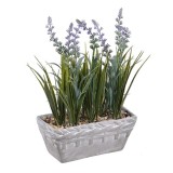 Flori de lavanda artificiale decorative in ghiveci ceramic,20x31 cm, Oem