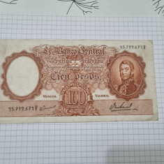 bancnota argentina 100 p 1967-69