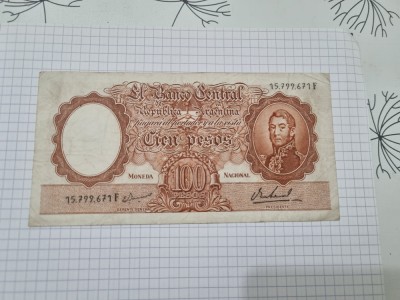 bancnota argentina 100 p 1967-69 foto