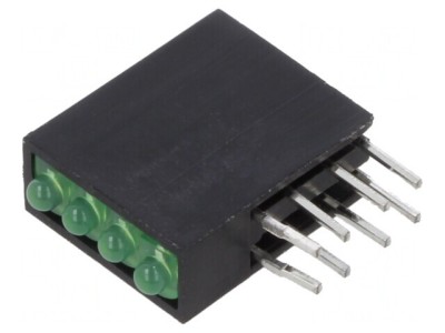 LED Verde 1,8mm 4 Diode 20mA Lentilă Difuză foto