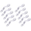 Set sigurante pentru usi si sertare, flexibile textile, ajustabile, cu adeziv 3M, pentru dulap, frigider, cuptor si mobilier, 10 bucati, alb