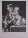 Gravura &quot;Sfanta Familie&quot;,Annibale Caracci pinx,27,2x22,5cm, Religie, Carbune, Realism