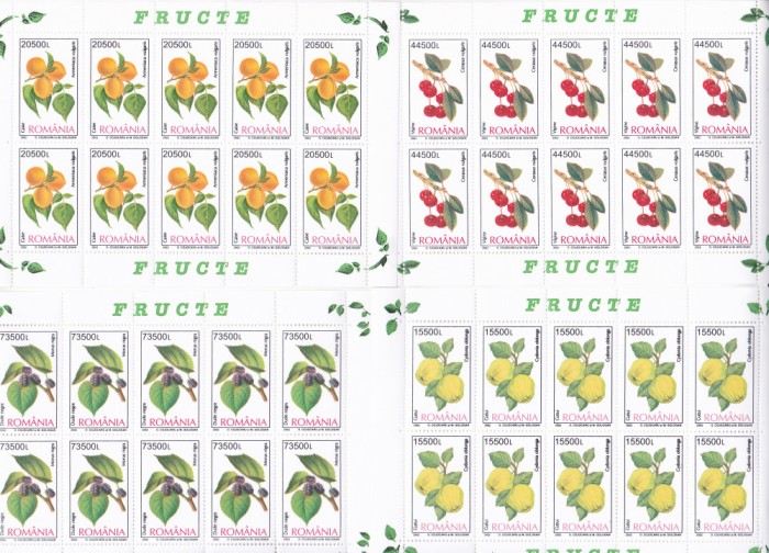FRUCTE ,SET MINICOLI,Lp.1596a,2002, MNH ** ROMANIA.