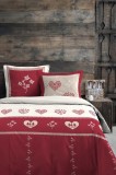 Lenjerie Modane Pat Dublu King Size, 3 Piese, Cearsaf Pilota 260x240cm, 2 Fete De Perna 63&times;63cm, Culoare Rosu, 100% Bumbac Oeko Tex