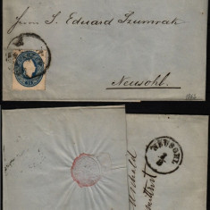 Austria 1863 Postal History Rare Cover 15kr WIEN to NEUSOHL UNGARN D.1039