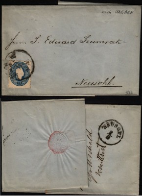 Austria 1863 Postal History Rare Cover 15kr WIEN to NEUSOHL UNGARN D.1039 foto