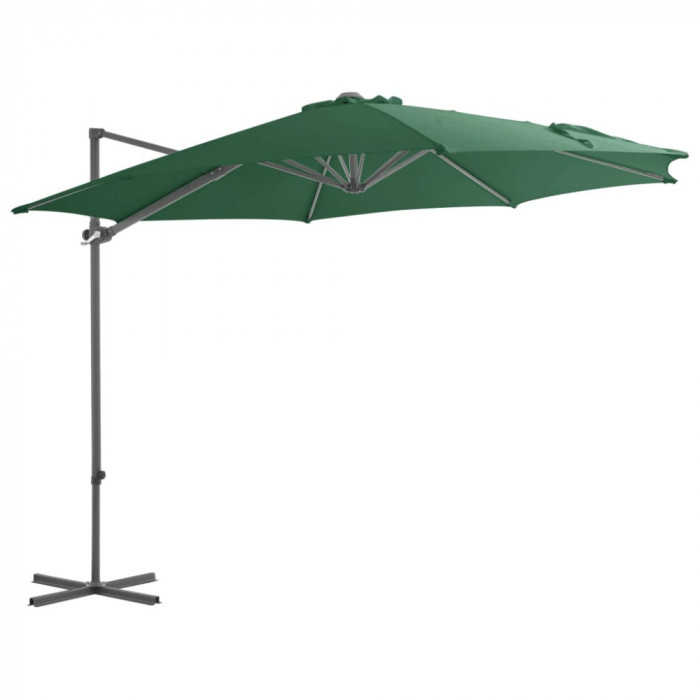 Umbrela suspendata cu stalp din otel, verde, 300 cm GartenMobel Dekor
