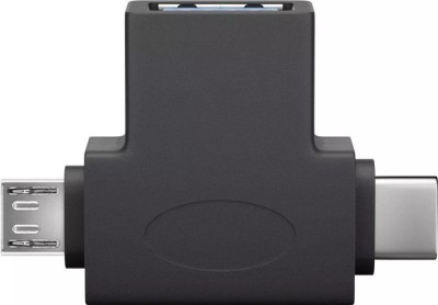 Adaptor USB 3.0 A mama la micro USB tata +USB Type C tata negru Goobay foto