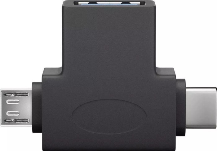 Adaptor USB 3.0 A mama la micro USB tata +USB Type C tata negru Goobay