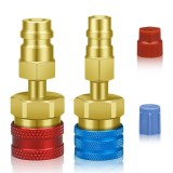 Adaptor rapid R1234yf la R134a Techstar, set 2 cuple AC auto High Low Side 1/4 SAE pentru incarcare freon si service aer conditionat