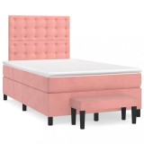 Cumpara ieftin Pat box spring cu saltea, negru, 120x190 cm, catifea