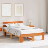 VidaXL Cadru de Pat cu Tăblie Cerată Maro 120x190 cm Lemn Solid de Pin