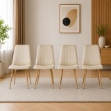 Set 4 scaune bucatarie si living Artool Lava, catifea bej deschis