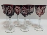 Set 6 pahare de vin - cristal rosu