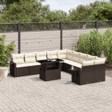 VidaXL Set canapele de grădină cu perne, 11 piese, maro, poliratan 3268173