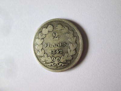 Rara! Franta 2 Francs 1842 W(Lille) argint Louis Philippe I foto