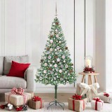 VidaXL Brad de Crăciun artificial cu 300 LED Verde 180 cm PVC și Oțel 3396716