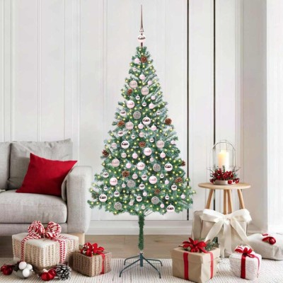 vidaXL Brad de Crăciun artificial cu 300 LED Verde 180 cm PVC și Oțel 3396716 foto