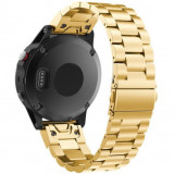 Cumpara ieftin Curea iUni compatibila cu Garmin Fenix 7X / 6X / 5X Plus / 5X / 3 HR / 3, 26 mm, Steel Belt Gold