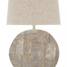 Lampa de masa Eclips, Mauro Ferretti, 1x E27, 40W, 38x68 cm, polirasina/fier/textil, auriu/alb