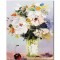 Tablou cu trandafiri albi pictat manual, Parfum, 50x40cm ulei pe panza in cutit, Geo Ungureanu