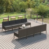Cumpara ieftin Gossi set mobilier de gradina cu perne, 9 piese, gri, poliratan